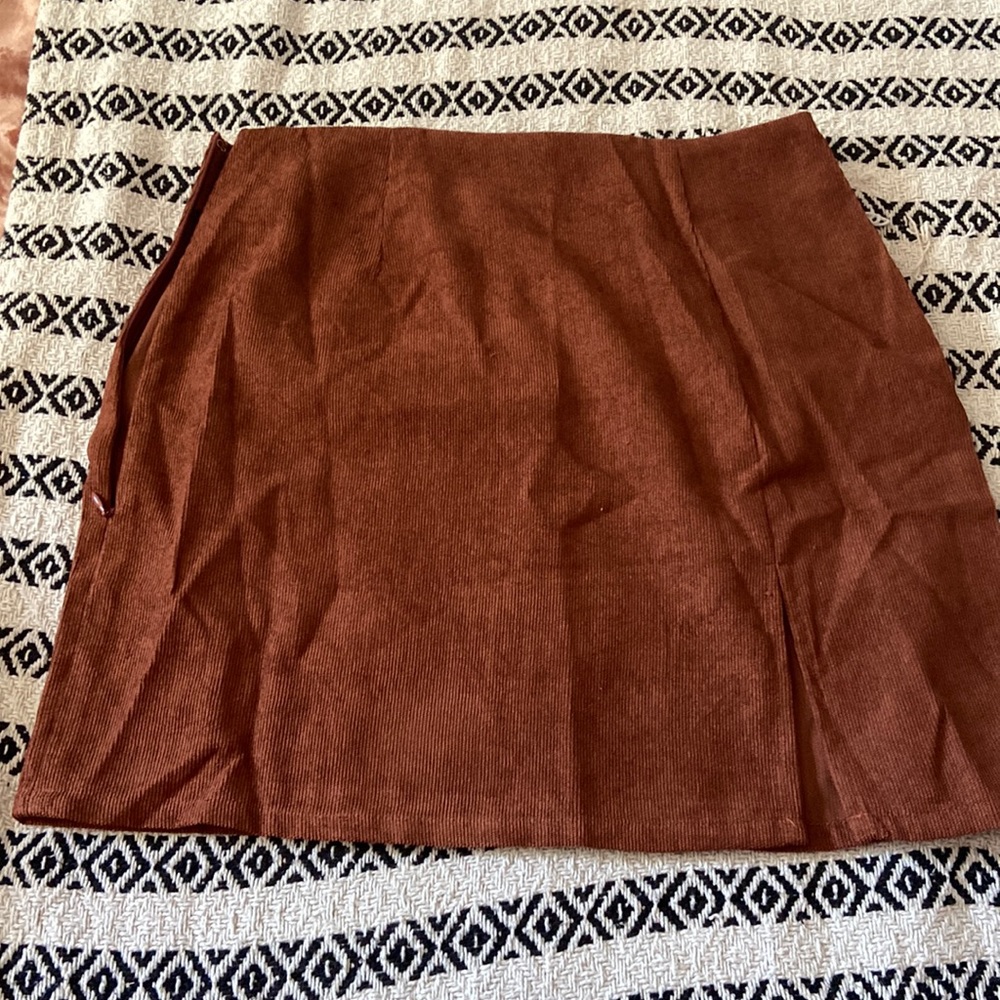 Brown Corduroy like material mini skirt